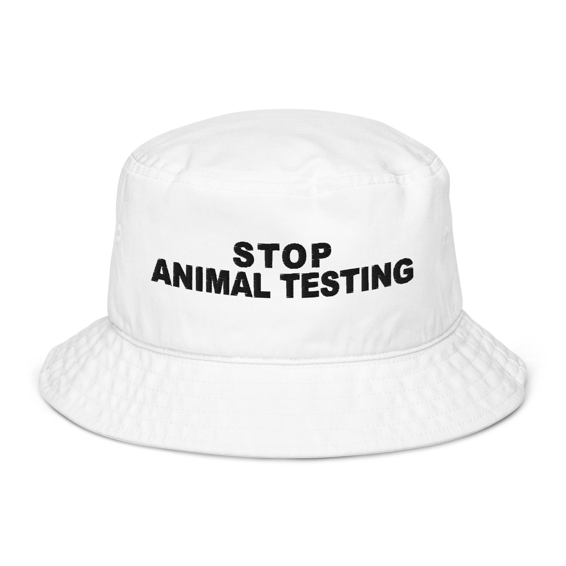 Stop Testing Animals Organic bucket hat