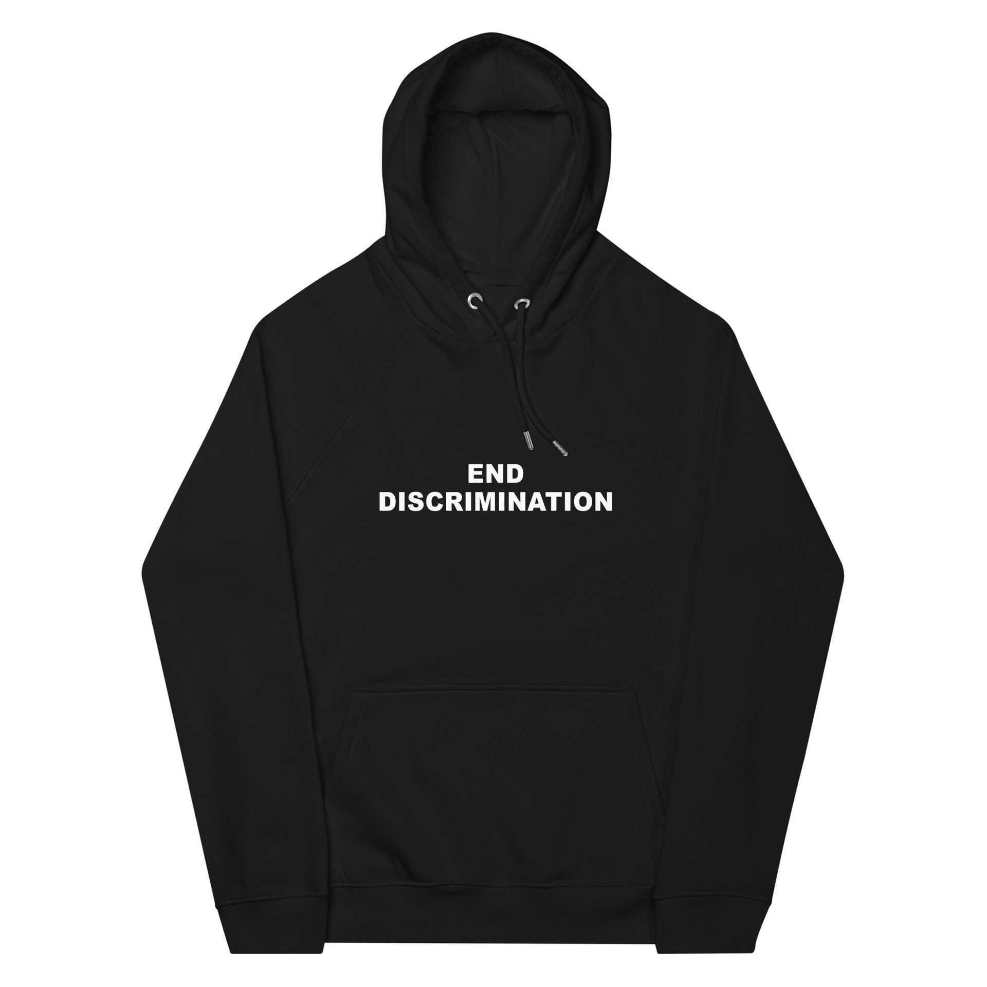 End Discrimination Unisex eco raglan hoodie