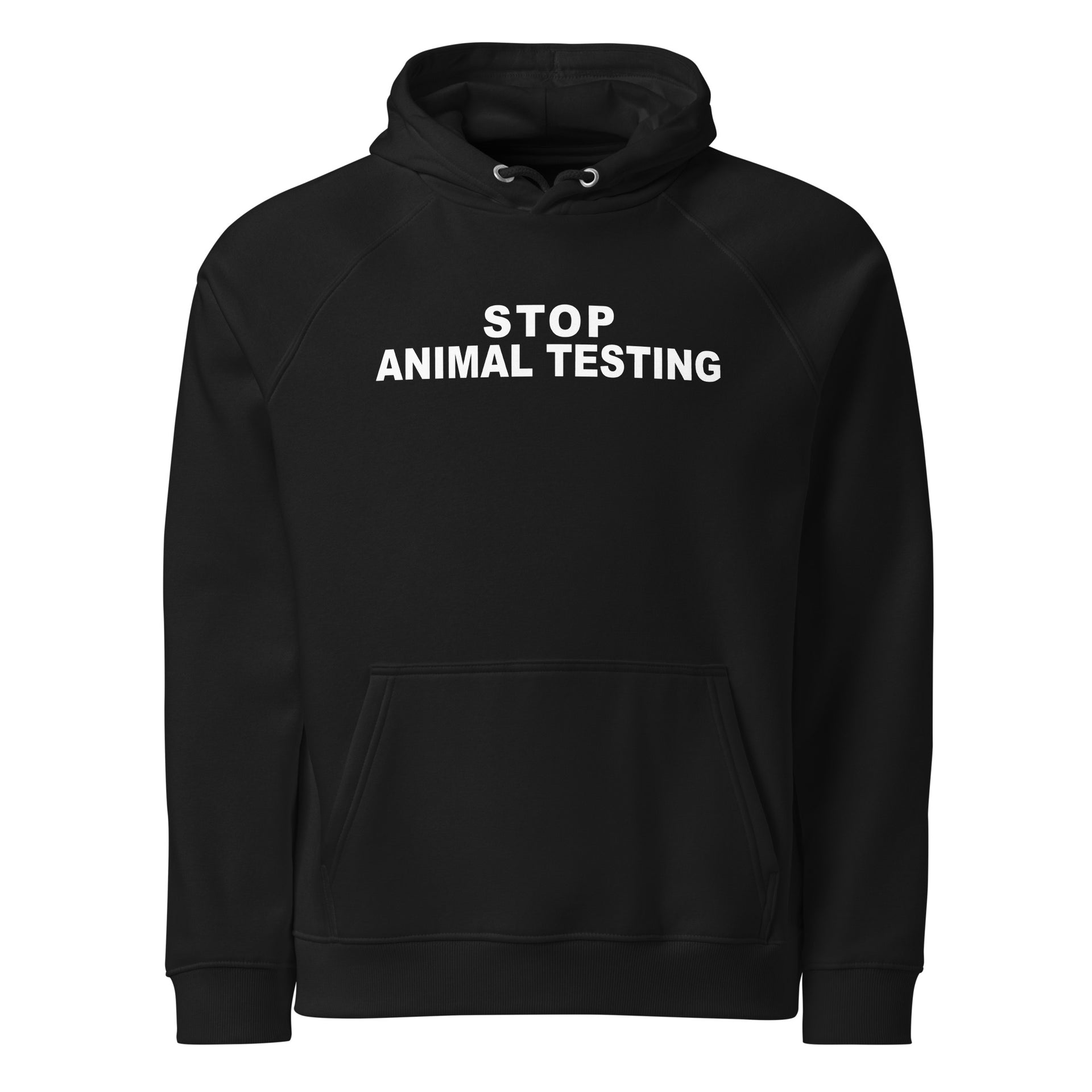 Stop Animal Testing Unisex eco raglan hoodie