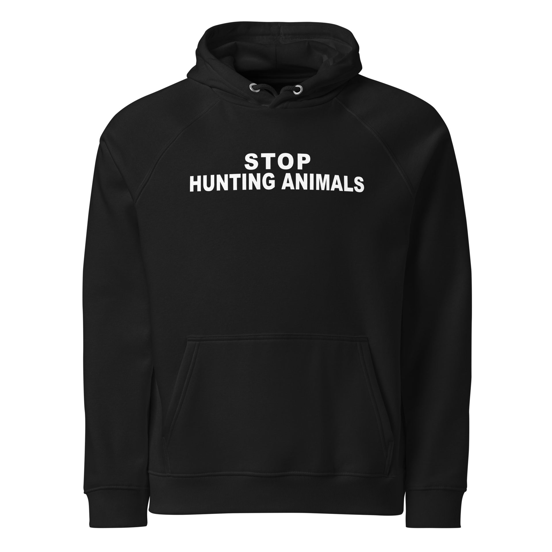 Stop Hunting Animals Unisex eco raglan hoodie