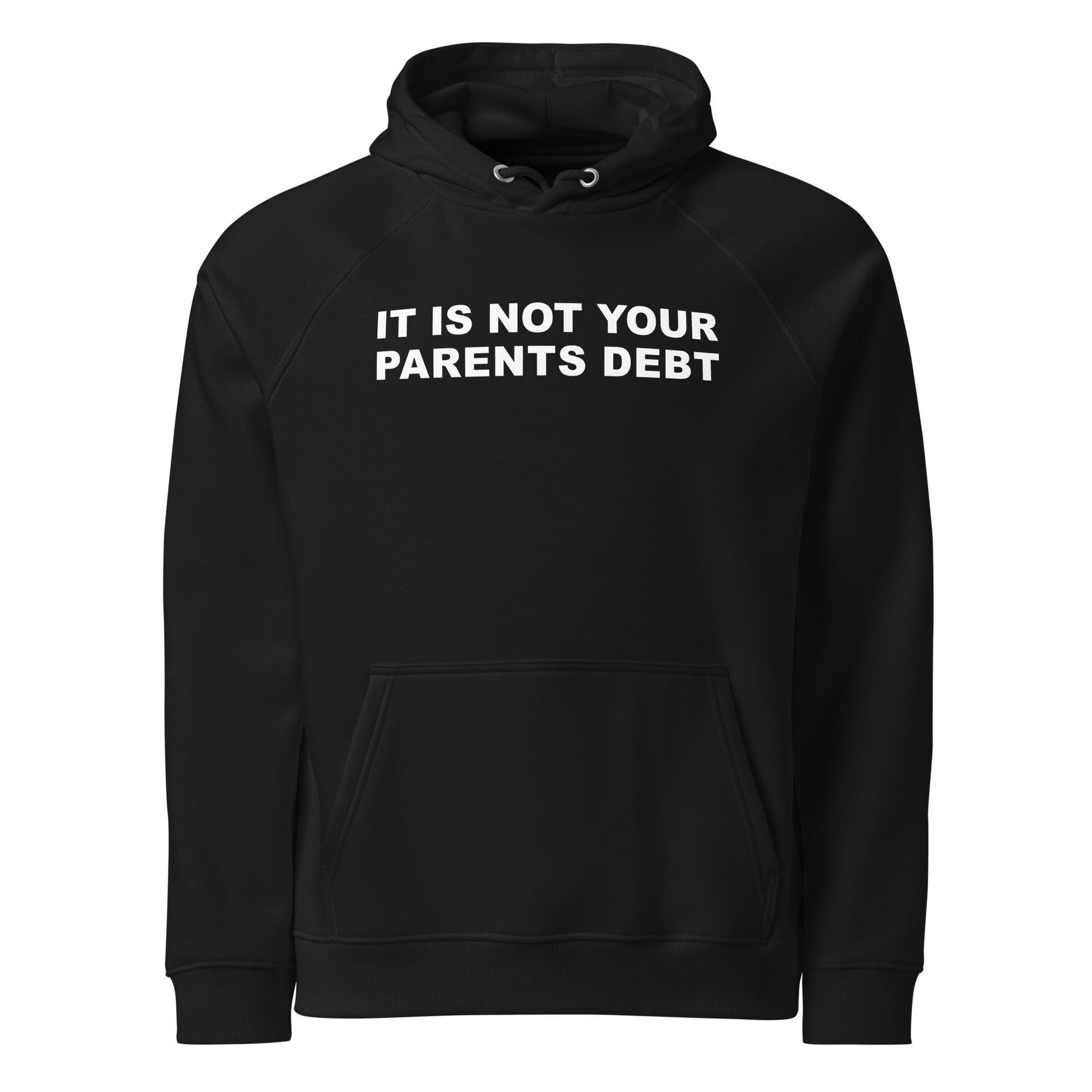 Parents Debt Unisex eco raglan hoodie