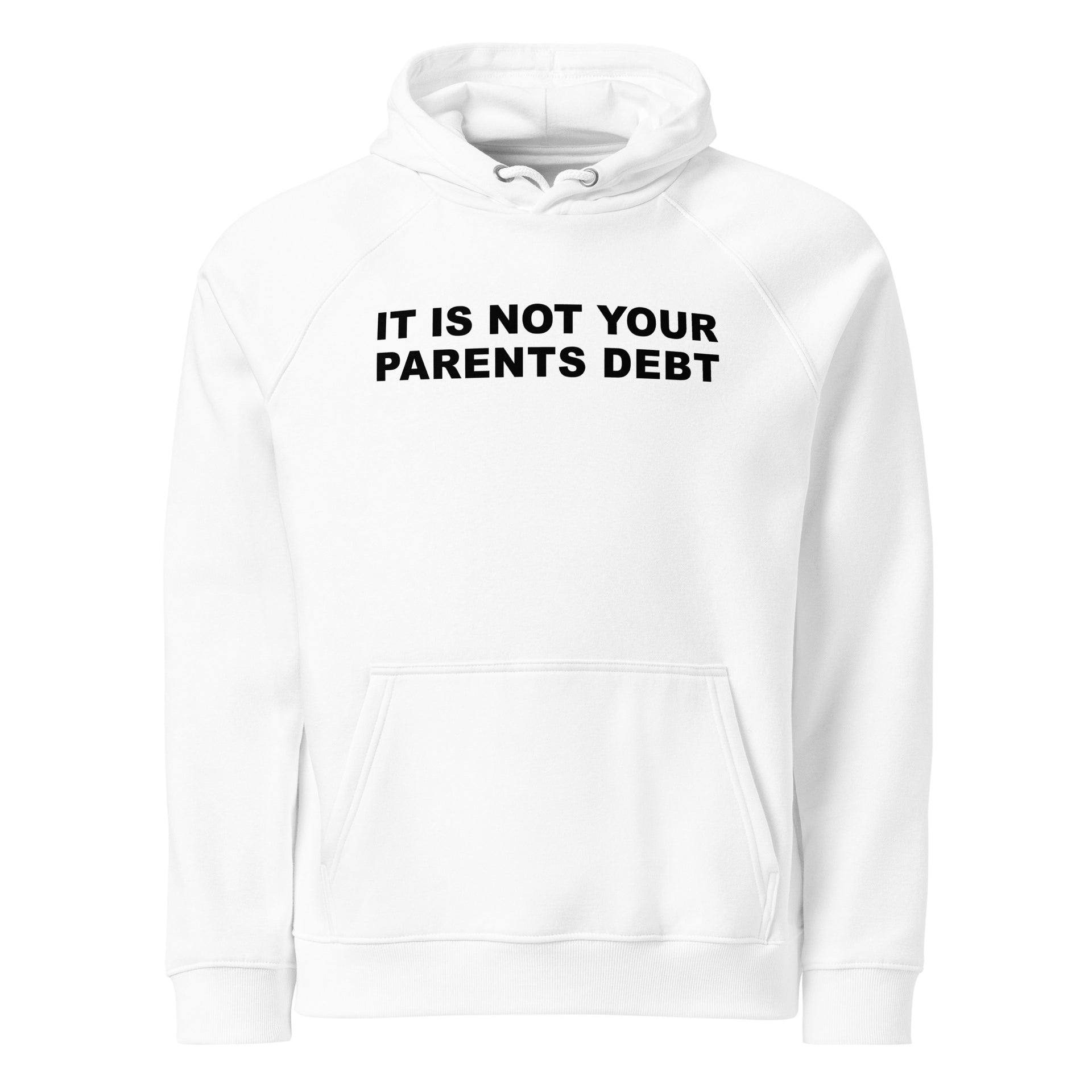 Parents Debt Unisex eco raglan hoodie