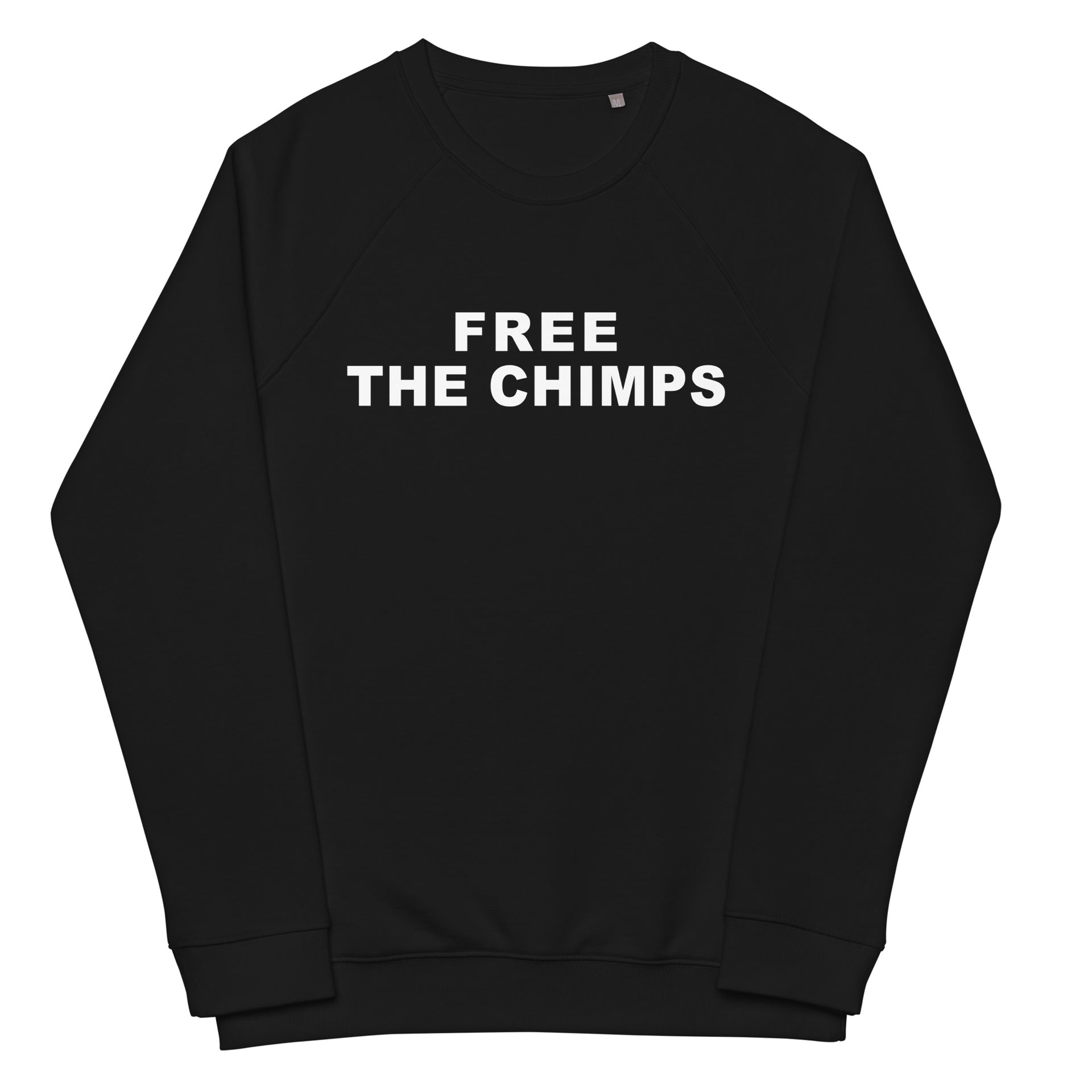 Free the Chimps Unisex organic raglan sweatshirt