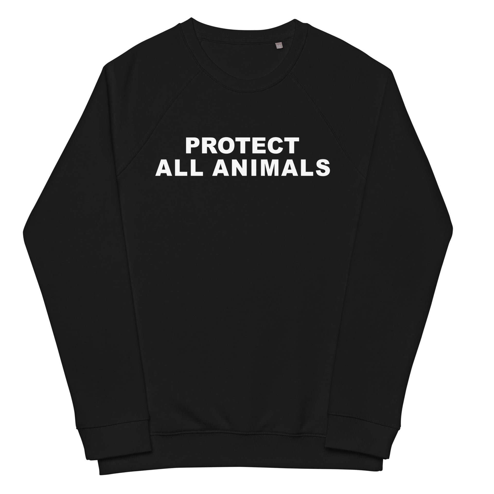 Protect All Animals Unisex organic raglan sweatshirt