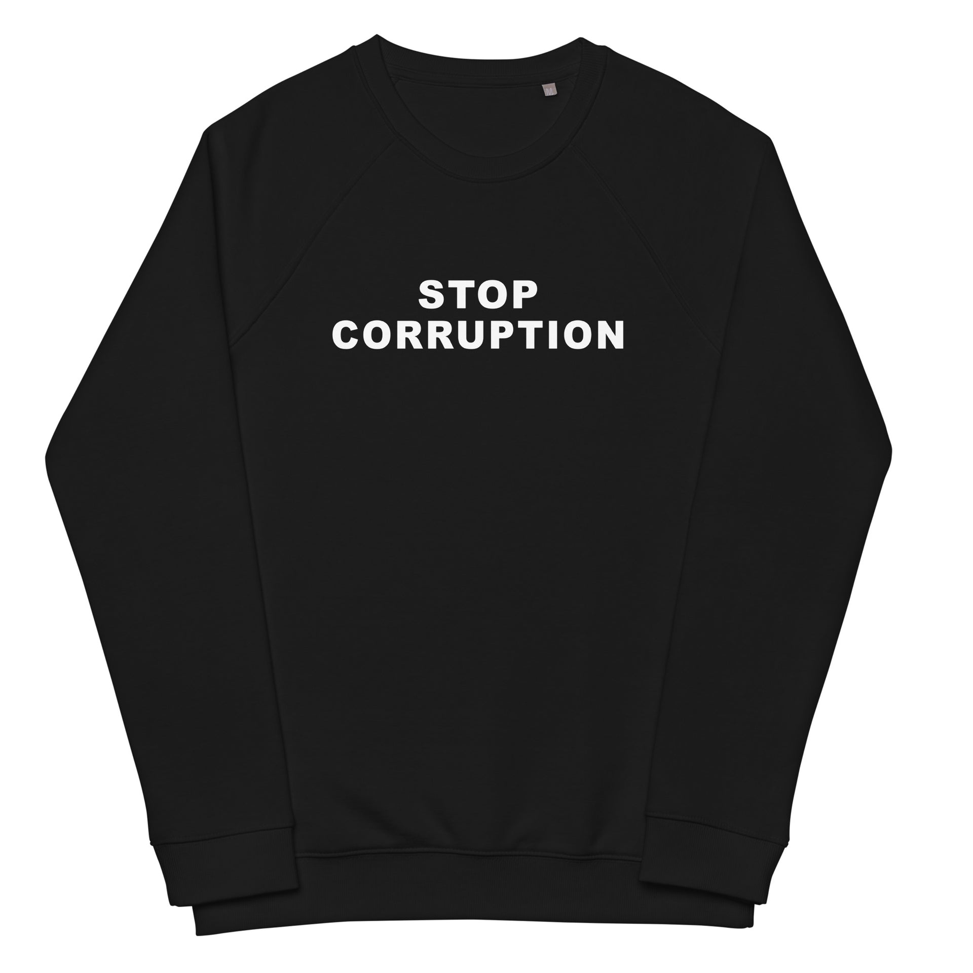 Stop Corruption Unisex organic raglan sweatshirt