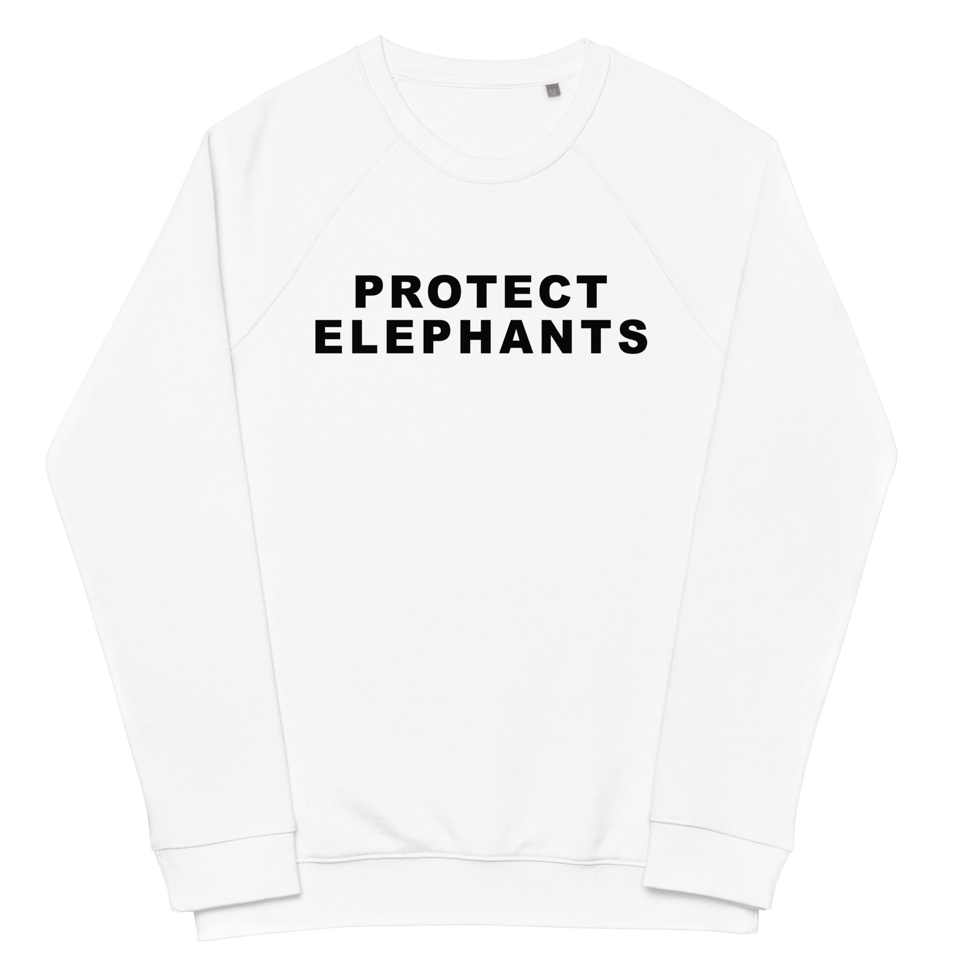 Protect Elephants Unisex organic raglan sweatshirt