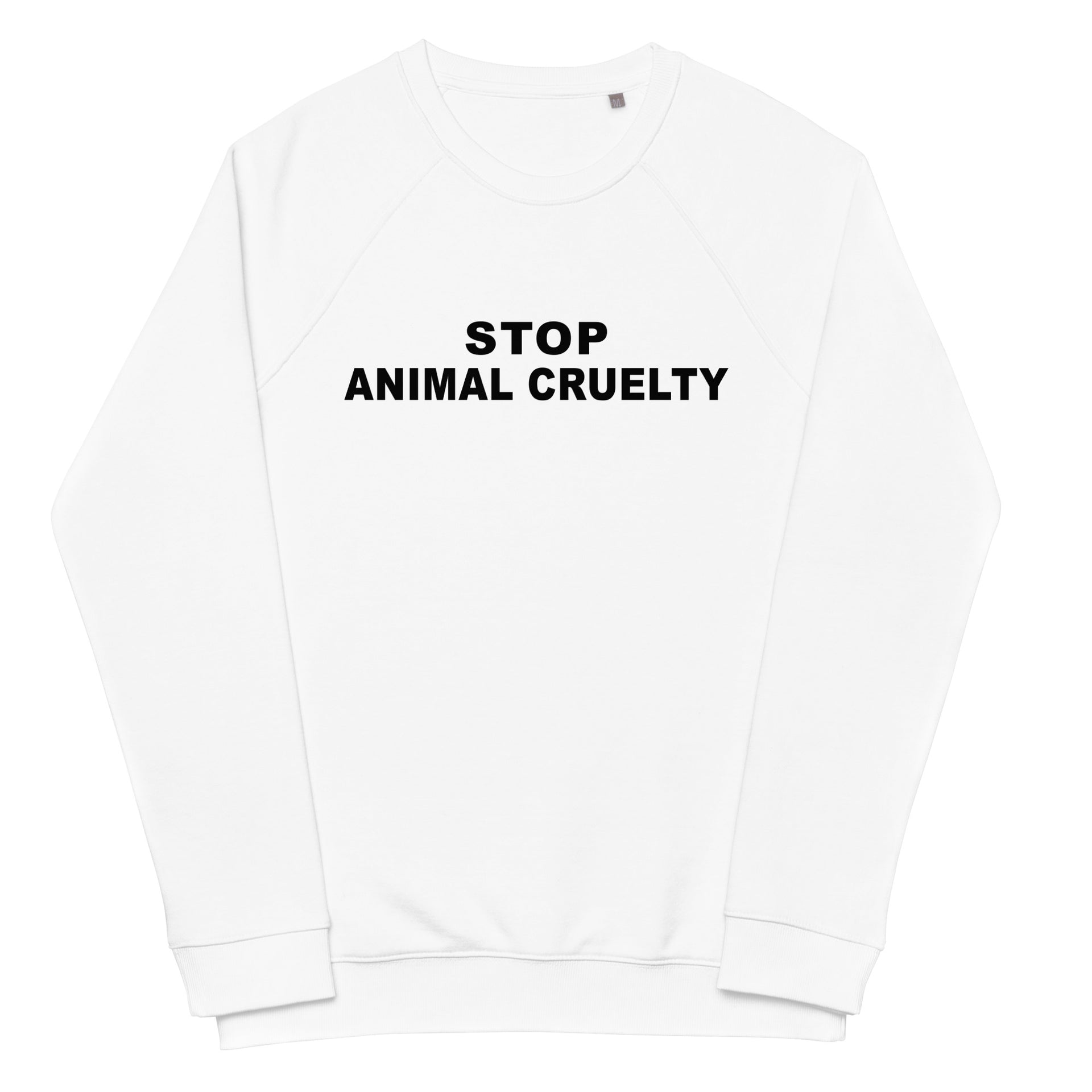 Stop Animal Cruelty Unisex organic raglan sweatshirt