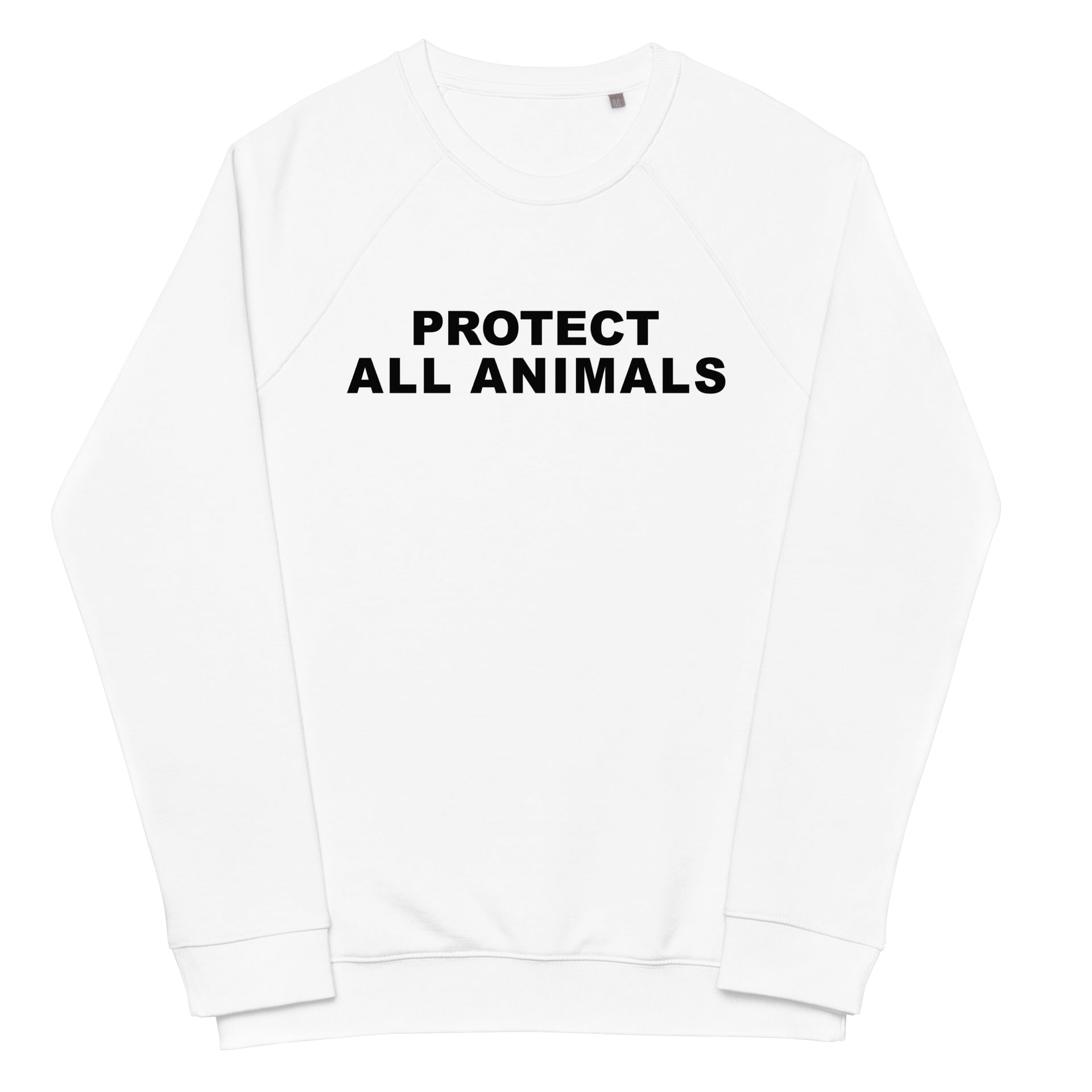 Protect All Animals Unisex organic raglan sweatshirt