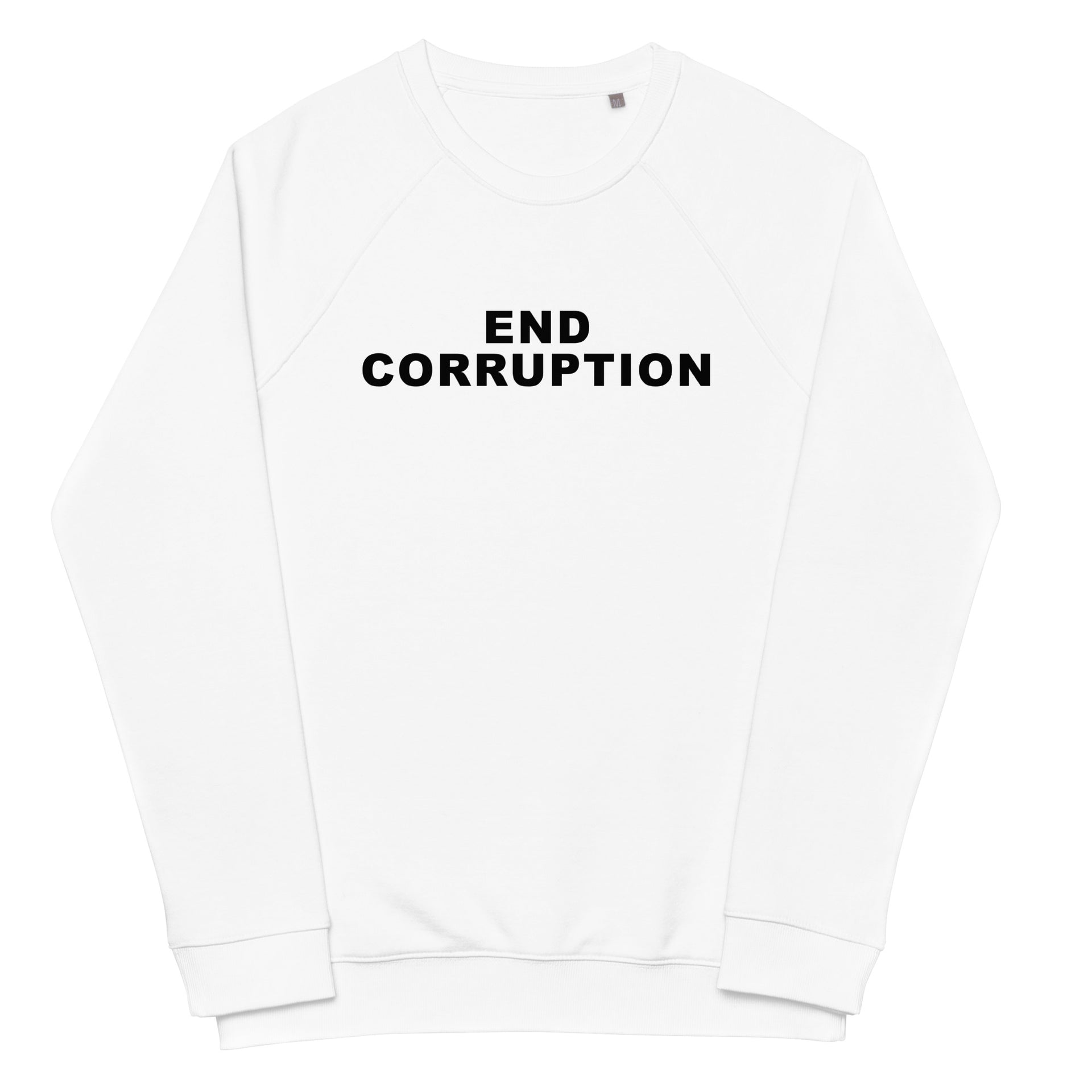 End Corruption Unisex organic raglan sweatshirt